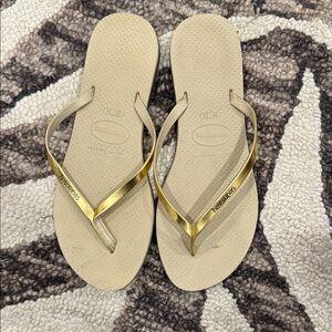 Havaianas Women's Sandals with Gold Straps